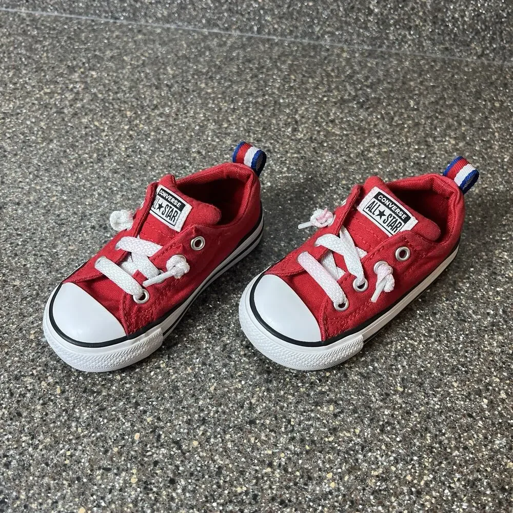 Converse All Star Kids Toddler Infant 6 Red Canvas Sneaker Slip On Low Top Shoes